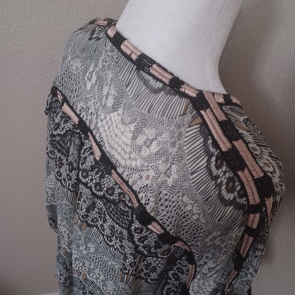 Kas New York Sheer Lace Beaded Oversized Blouse Anthropology Medium - Picture 7 of 13